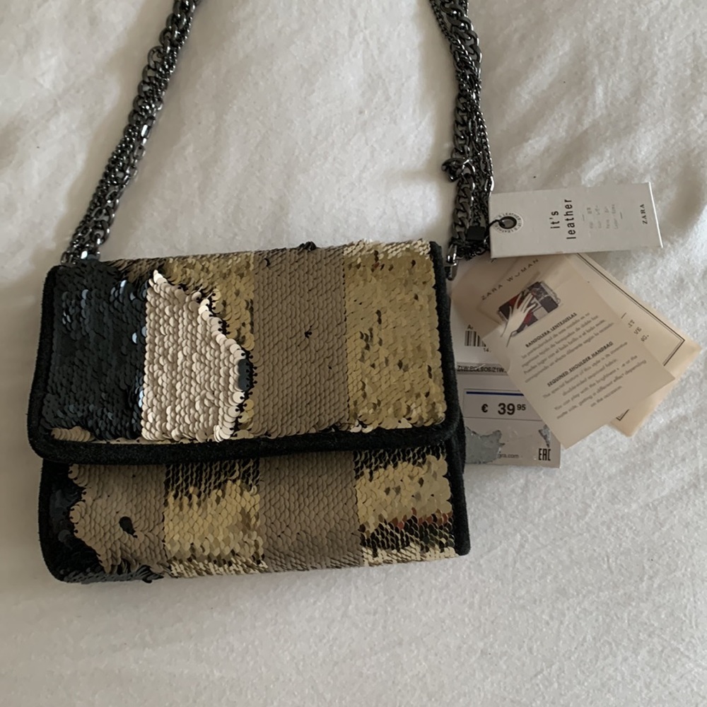 Zara NWT leather sequin gorgeous bag